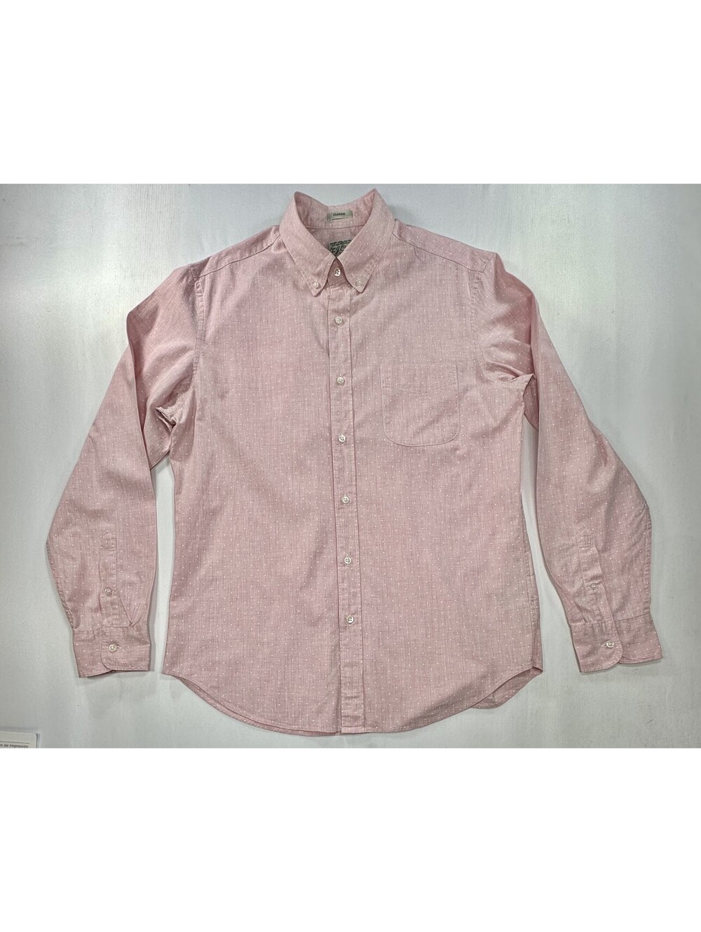 J Crew Classic Stretch Polka Dot Oxford Button Up Pink Men M